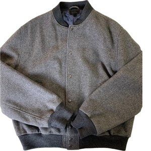 J Crew Men's Gray Wool Bomber Stadium Coat